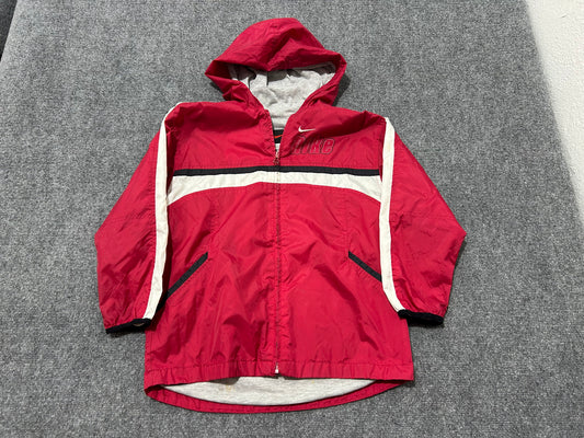 Nike Zip Up Hooded Windbreaker Jacket - Red Size Small