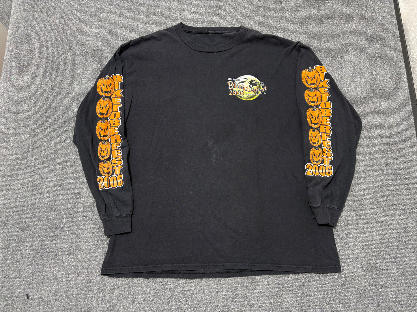 2006 Biketoberfest Pumpkin Long Sleeve Tee - Black Size Large