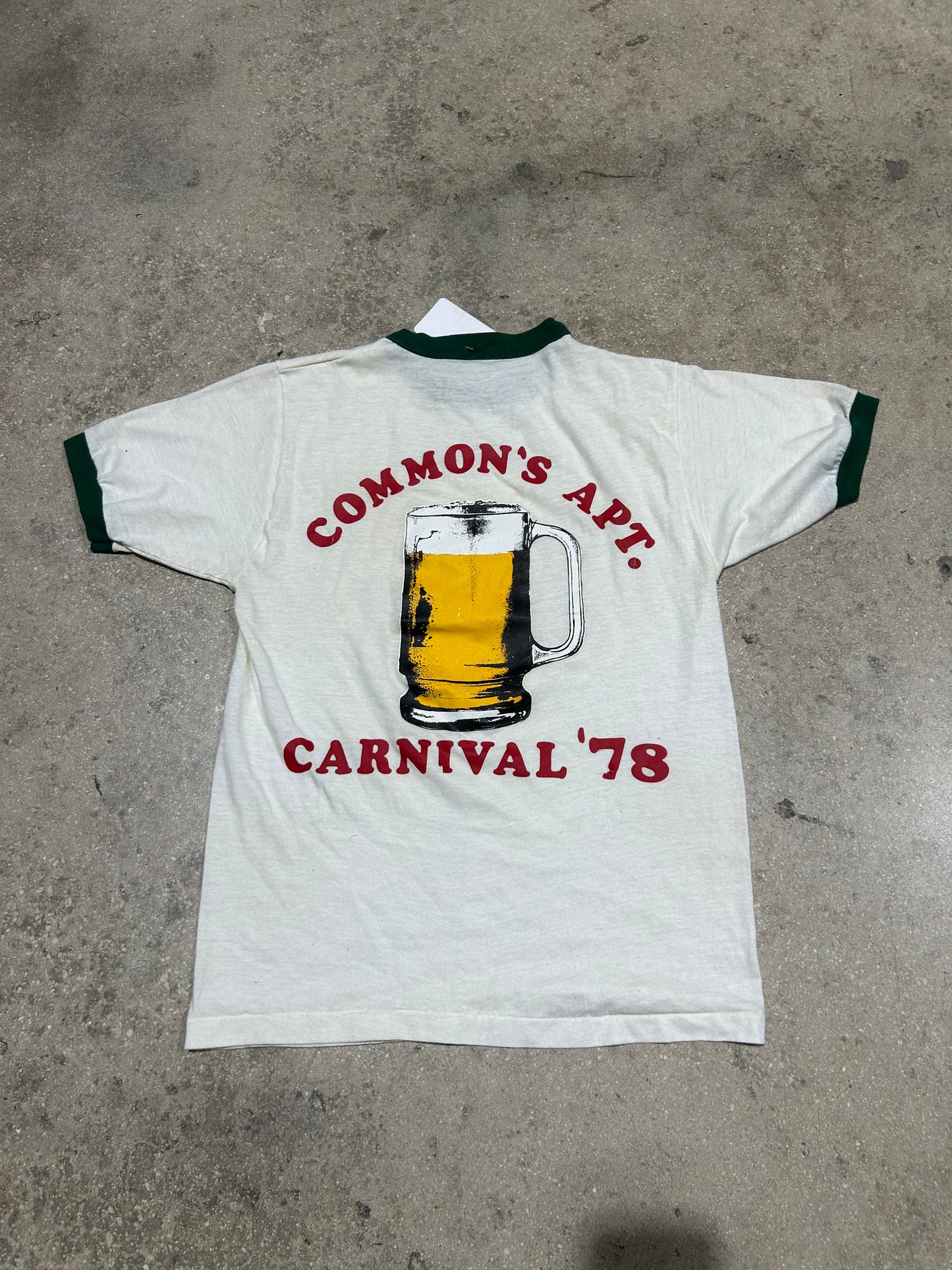 1978 Bozo The Clown Ringer Tee - White/Green Size Medium