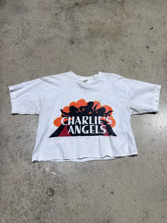 1996 Women's Charlie's Angels Cropped Tee - White Size Medium