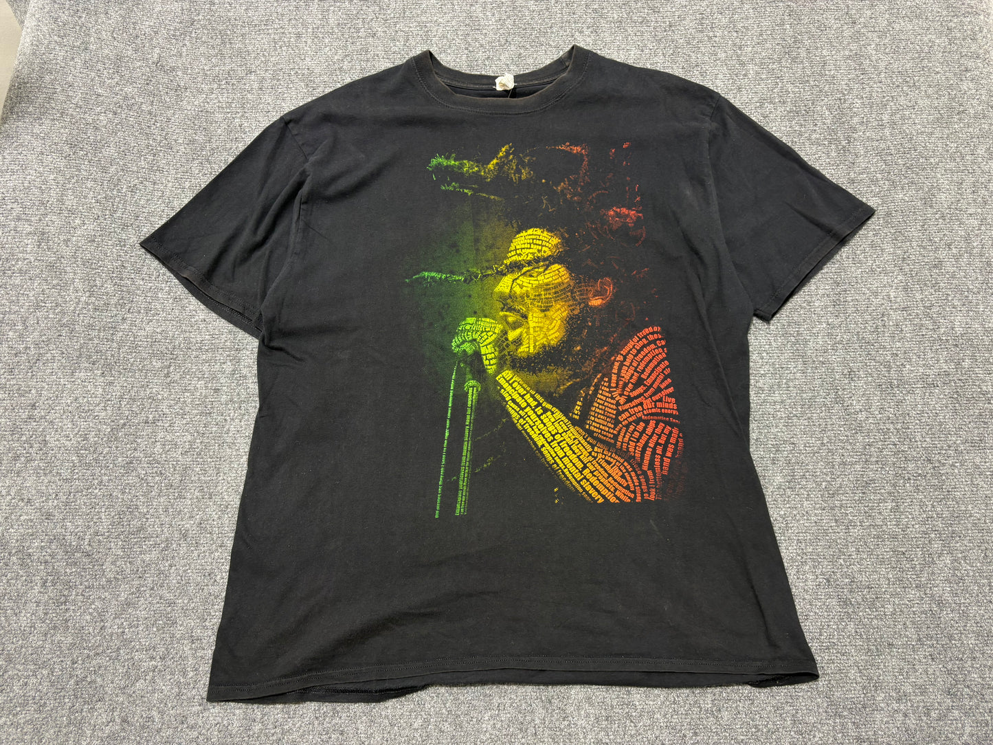Bob Marley Redemption Song Calligram Tee - Black Size XL