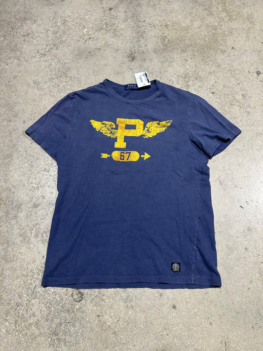 Polo P With Wings Tee - Navy Size Medium