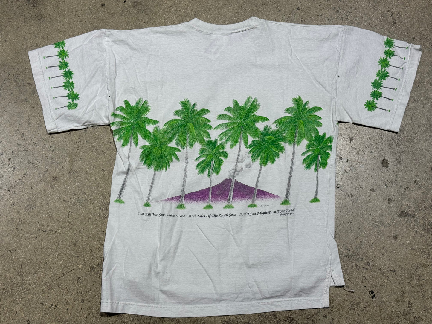 Jimmy Buffet Palm Trees Wrap Around Tee - White Size XL