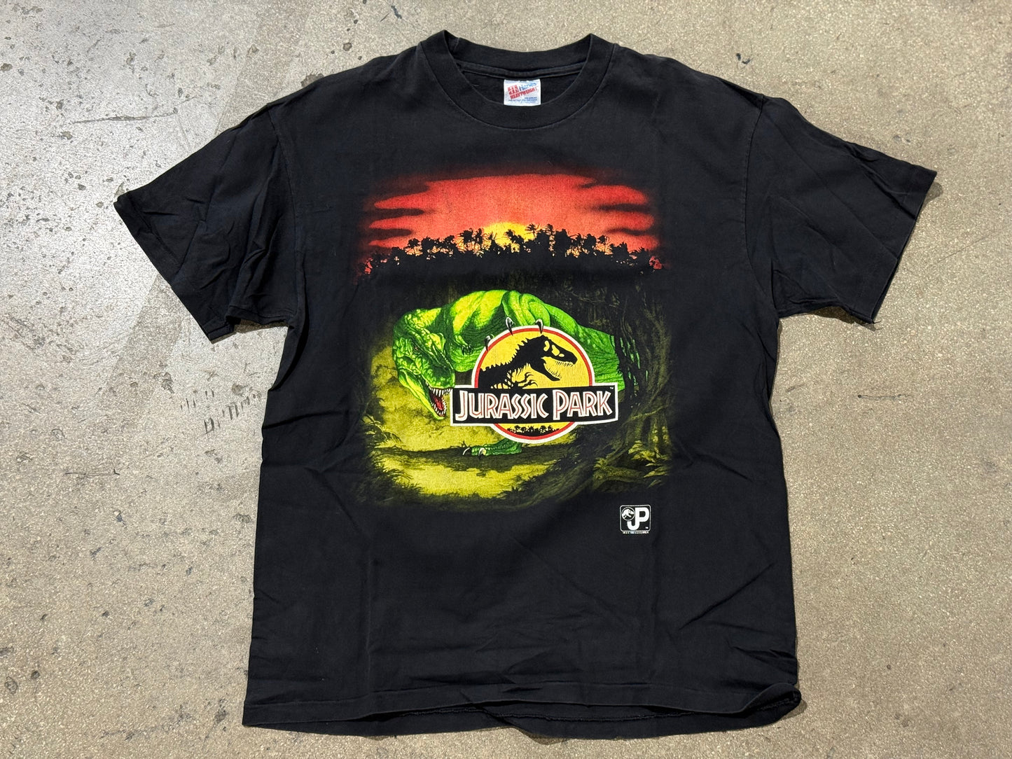 1993 Jurassic Park Sunset Tee - Black Size Large