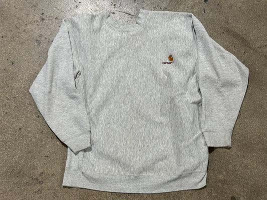 90s Carhartt Distressed Crewneck - Ash Grey Size XL