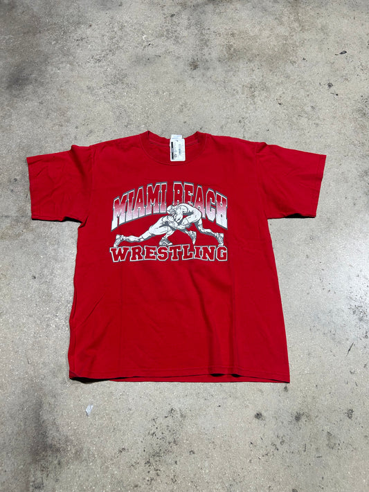 Miami Beach High Wrestling Tee - Red Size Large