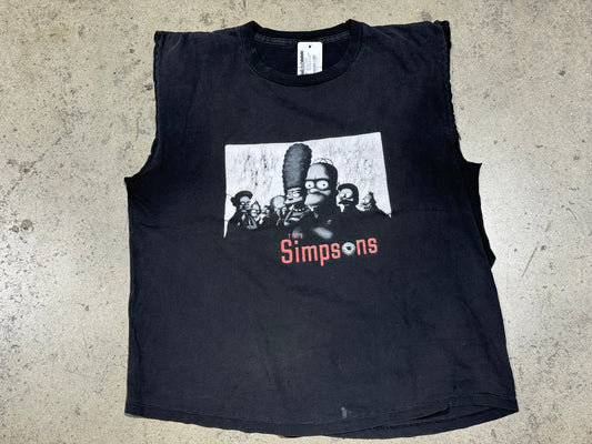 00s The Simpsons Sopranos Parody Sleeveless Tee - Faded Black Size XL