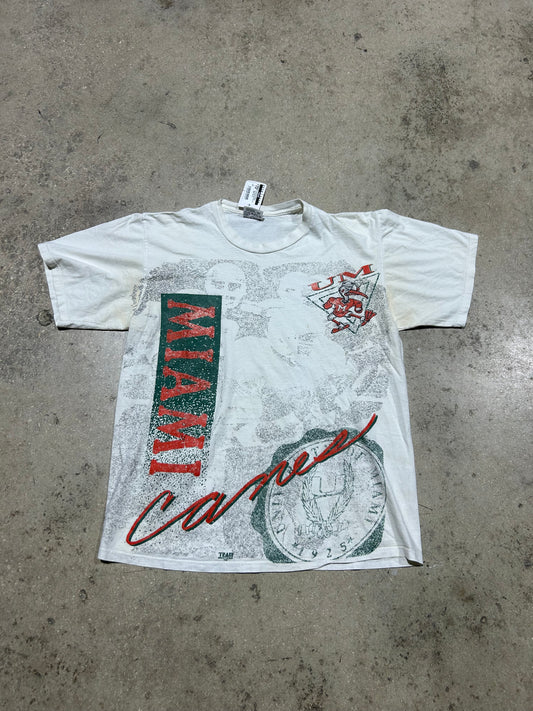 University Of Miami Hurricanes Big Print Tee - White Size XL
