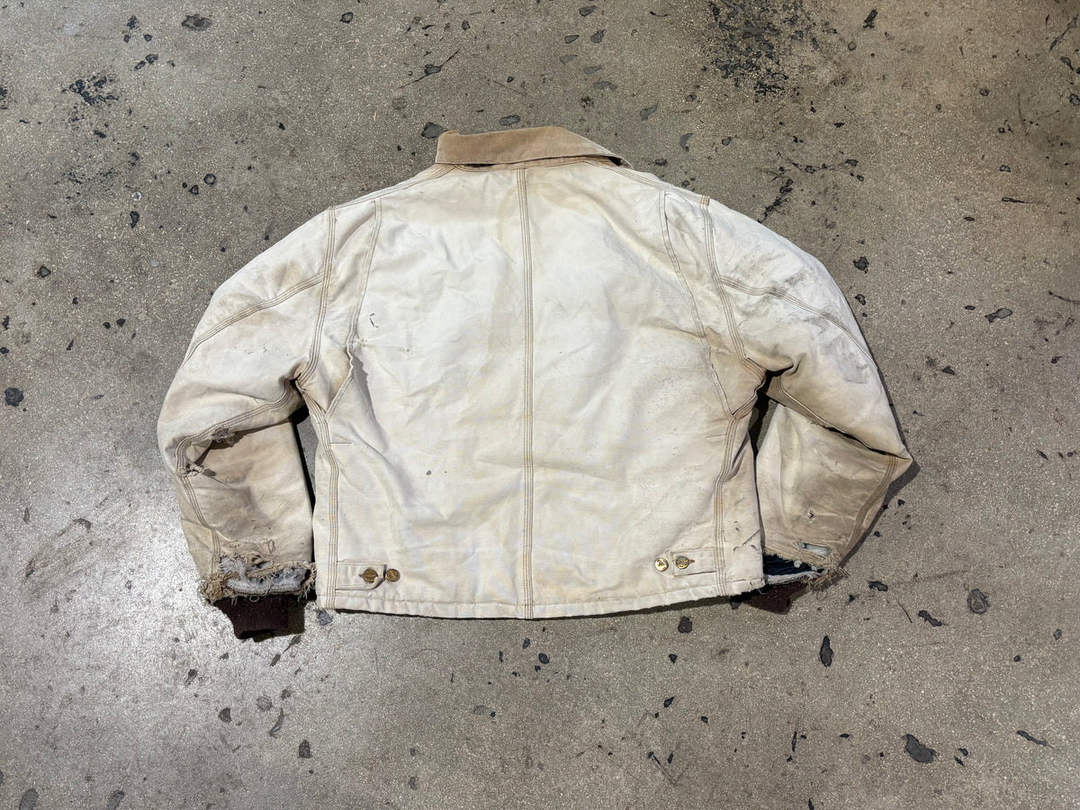 Distressed/ Thrashed Carhartt Work Jacket - Faded Khaki Size Large
