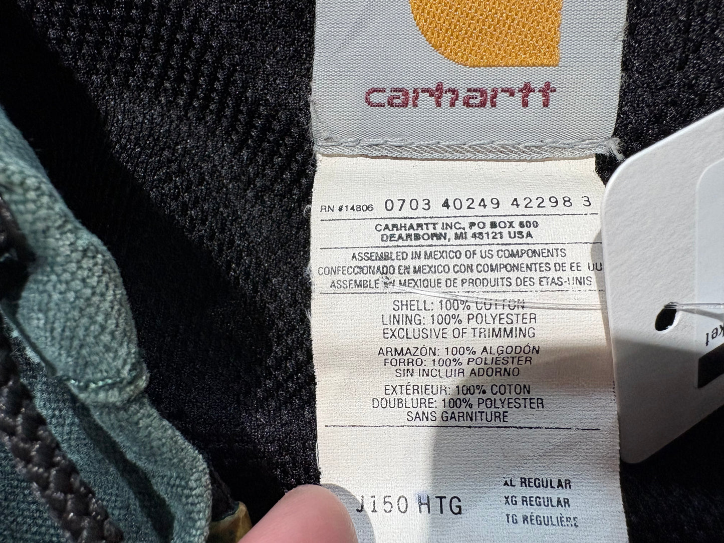 Carhartt Hooded Jacket - Faded Green Size XL