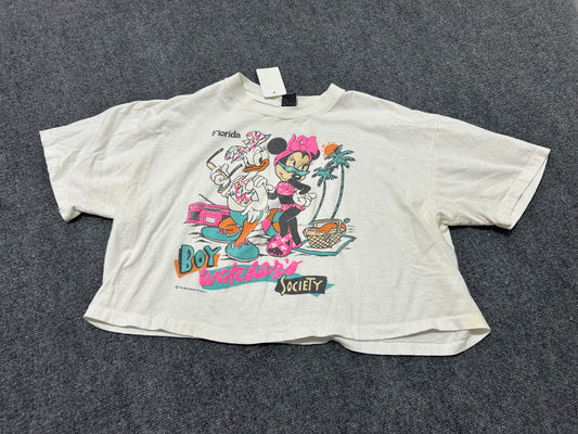 Daisy Duck & Minnie Cropped Tee - White Size Large