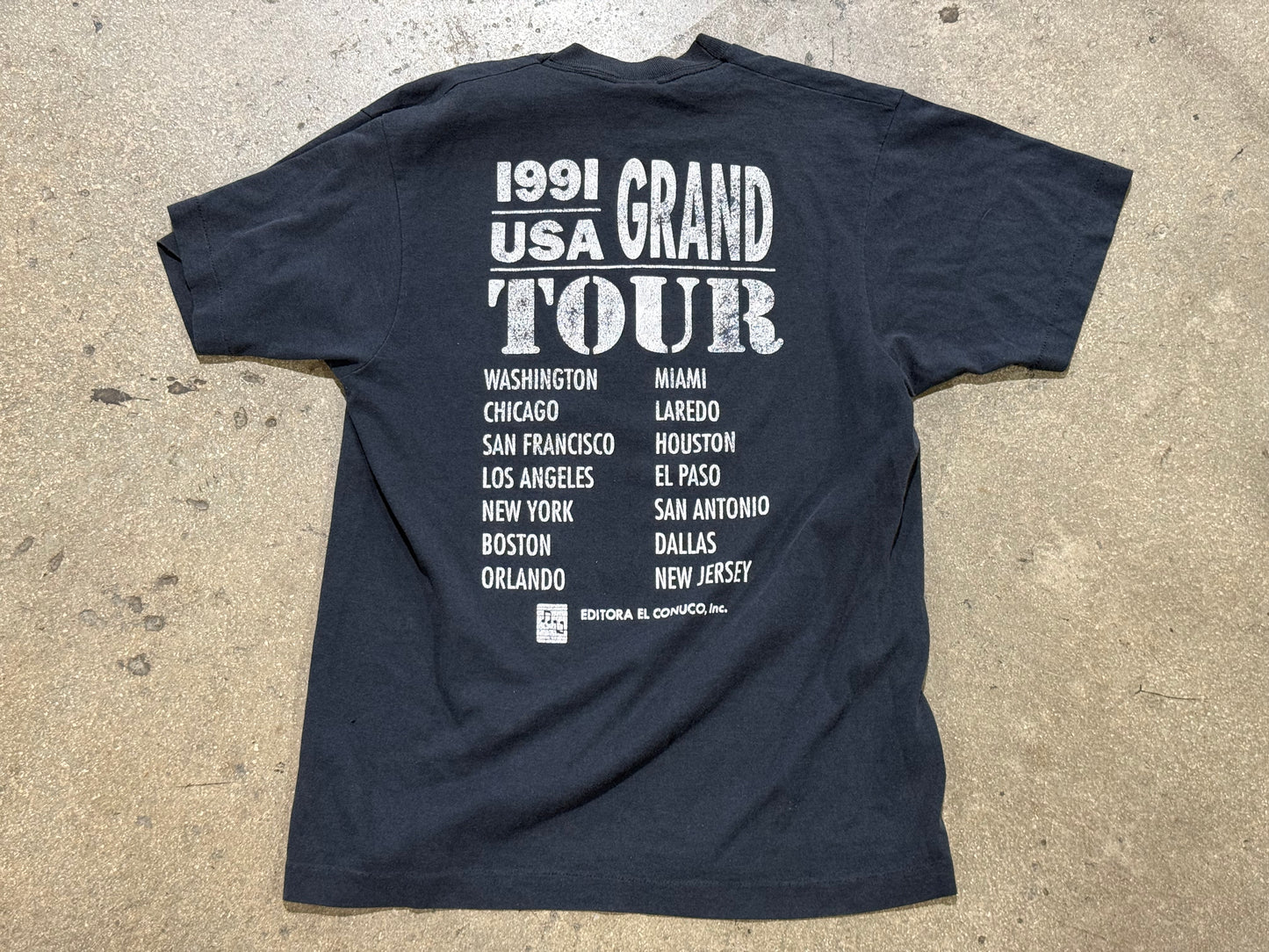 1991 Juan Luis Guerra 440 USA Grand Tour Tee - Black Size Large