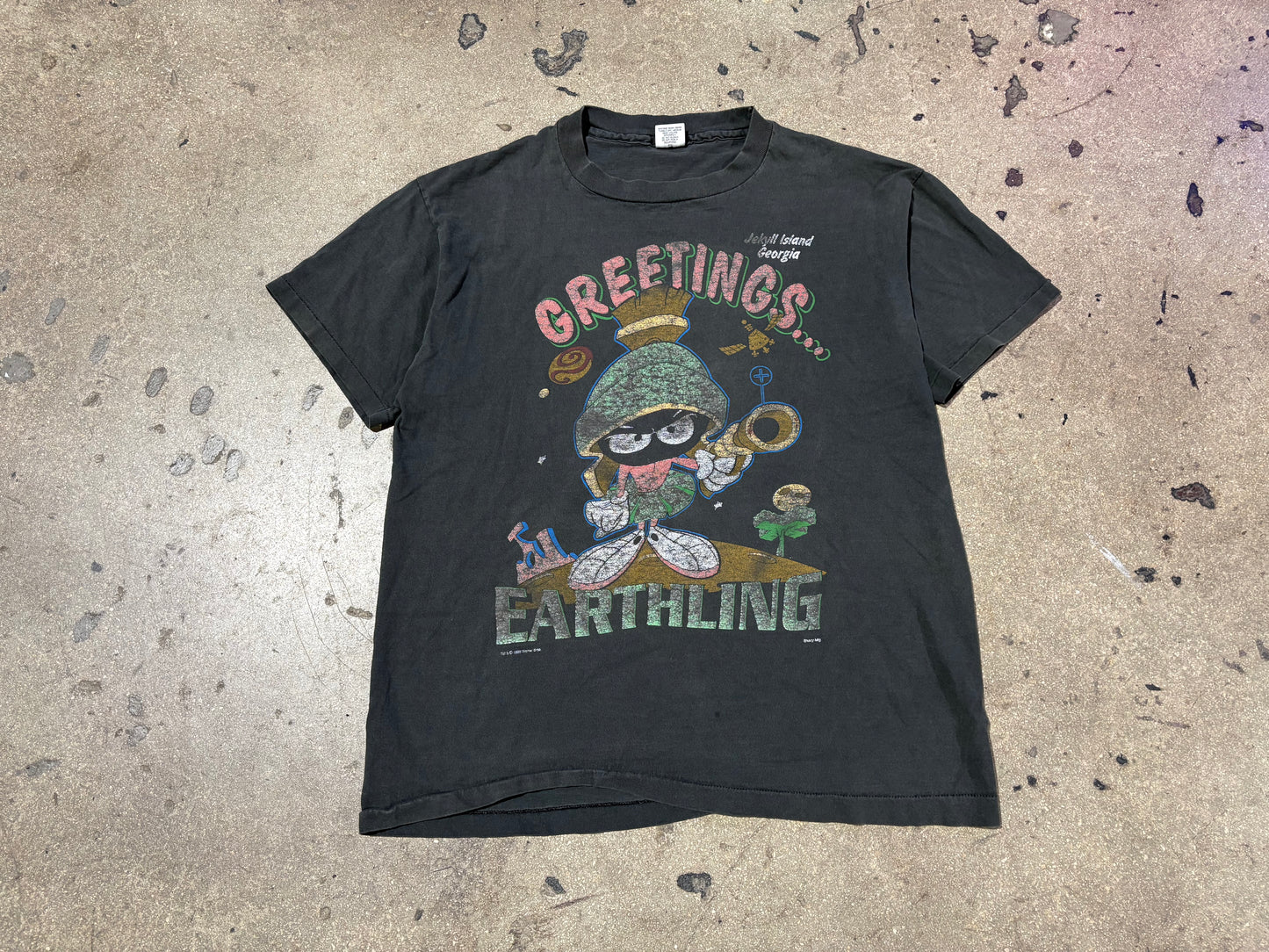 1993 Marvin the Martian Greetings Tee - Faded Black Size XL