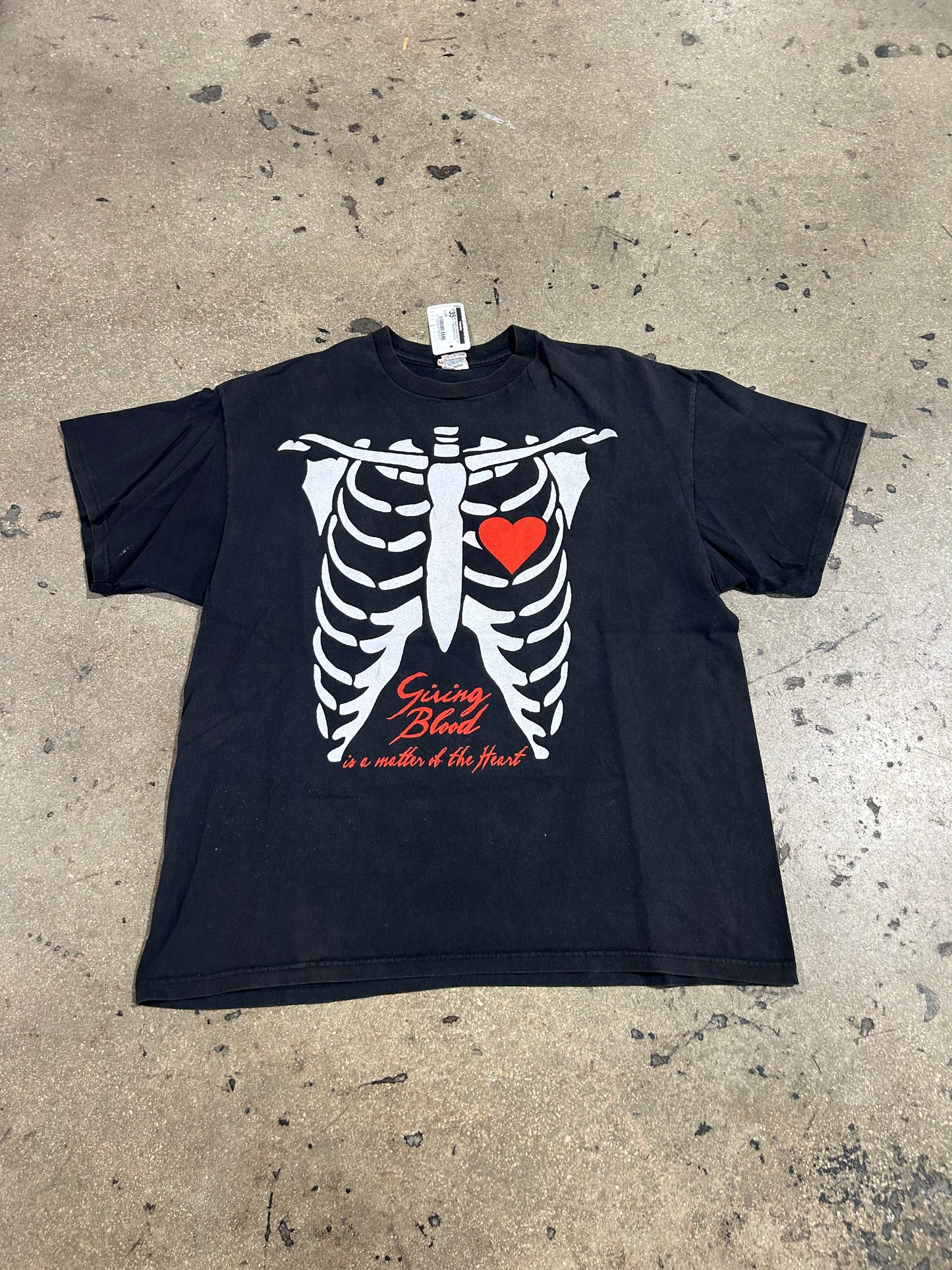 Skeleton Giving Blood Tee - Black/White Size XL