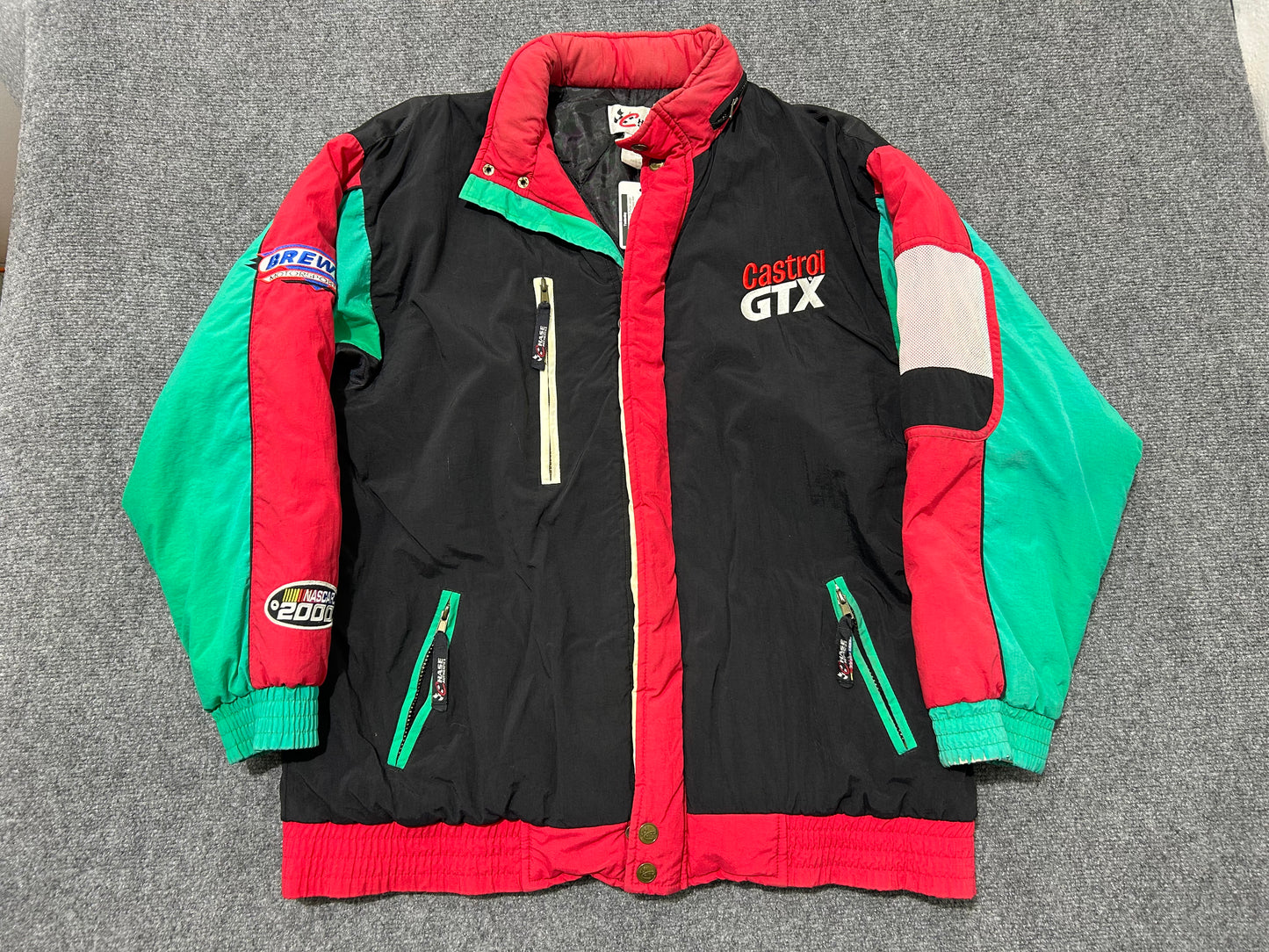 Castrol GTX Puffer Jacket - Black/ Red / Green Size Small