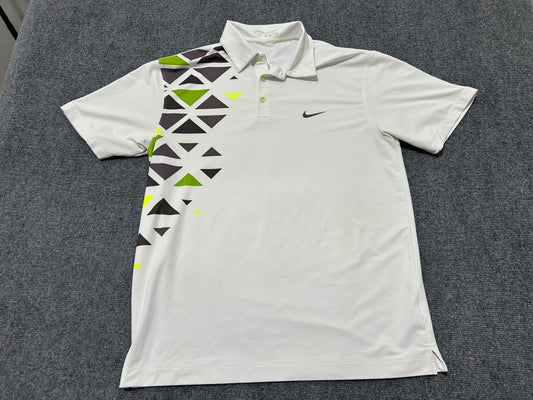 Nike Geometric Golf Polo - White Size Medium