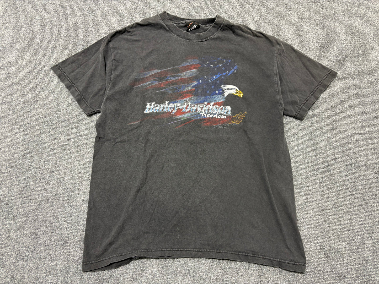 2002 Harley Davidson Freedom Eagle Tee - Faded Black Size Large