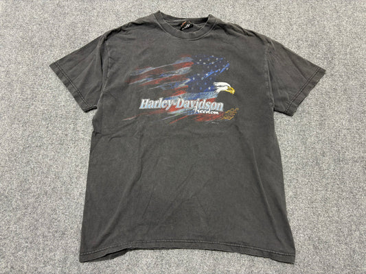 2002 Harley Davidson Freedom Eagle Tee - Faded Black Size Large