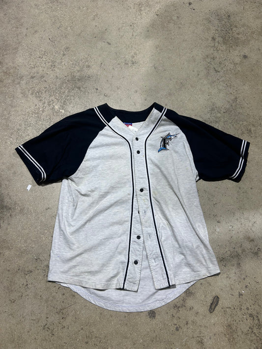 Marlins Colorblock Baseball Jersey - Grey/Black Size XL