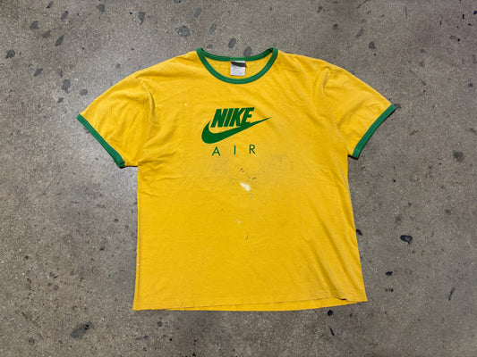 Distressed Nike Air Ringer Tee - Yellow/ Green Size Large