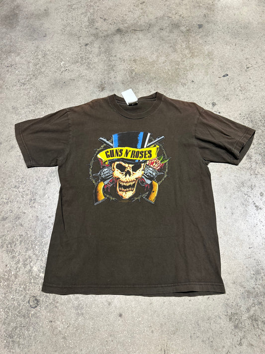 2005 Guns N' Roses Skull Tee - Brown Size Large