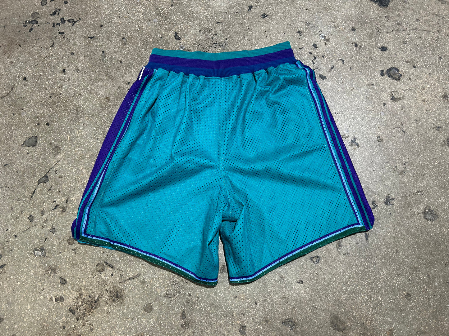 90s Charlotte Hornets Basketball Shorts - Teal/Purple Size Large