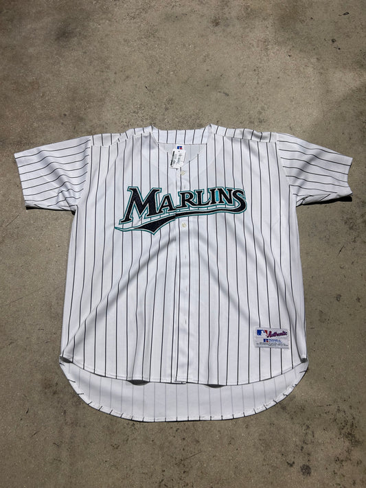 Florida Marlins Pinstripe Jersey - White Size XXL