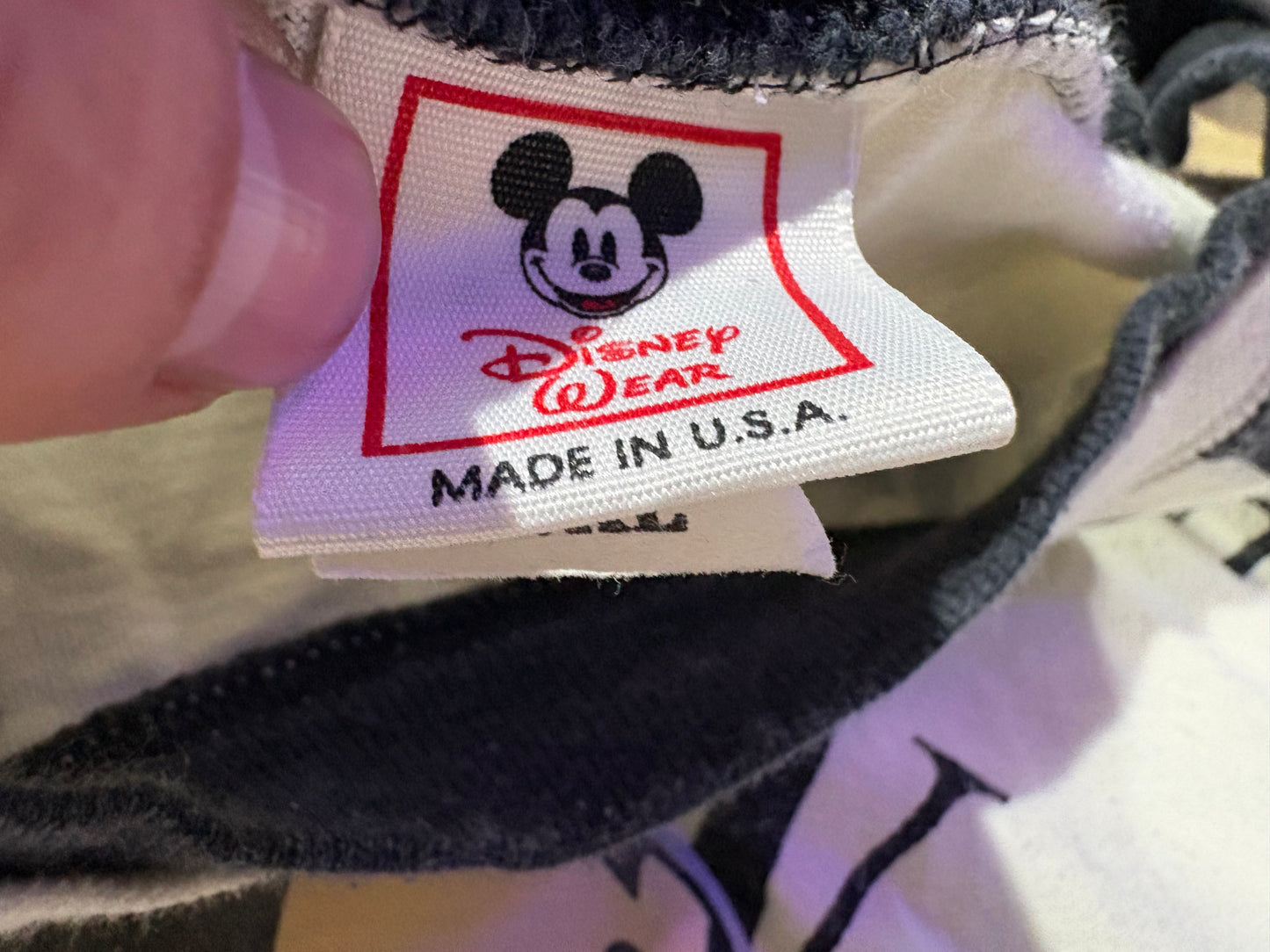 Mickey Mouse AOP Ringer Tee - White / Black Size XL