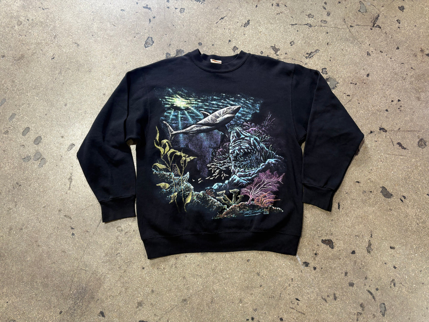 1993 Great White Nature Crewneck Sweatshirt - Black Size Large