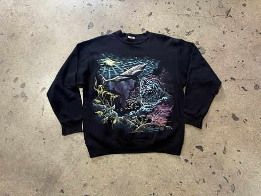 1993 Great White Nature Crewneck Sweatshirt - Black Size Large