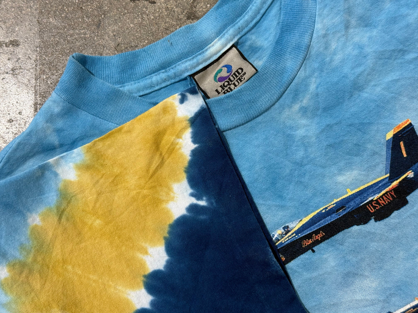 Liquid Blue Blue Angels AOP Tie Dye Tee Size Medium