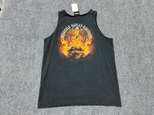2015 Harley Davidson Skull With Helmet Tank Top - Black Size Medium