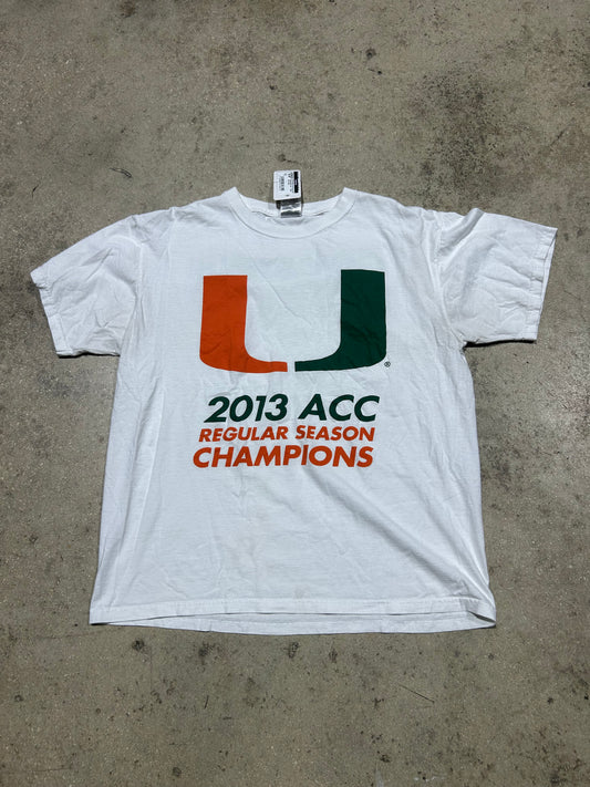 2013 Miami Hurricanes ACC Champions Tee - White Size Large