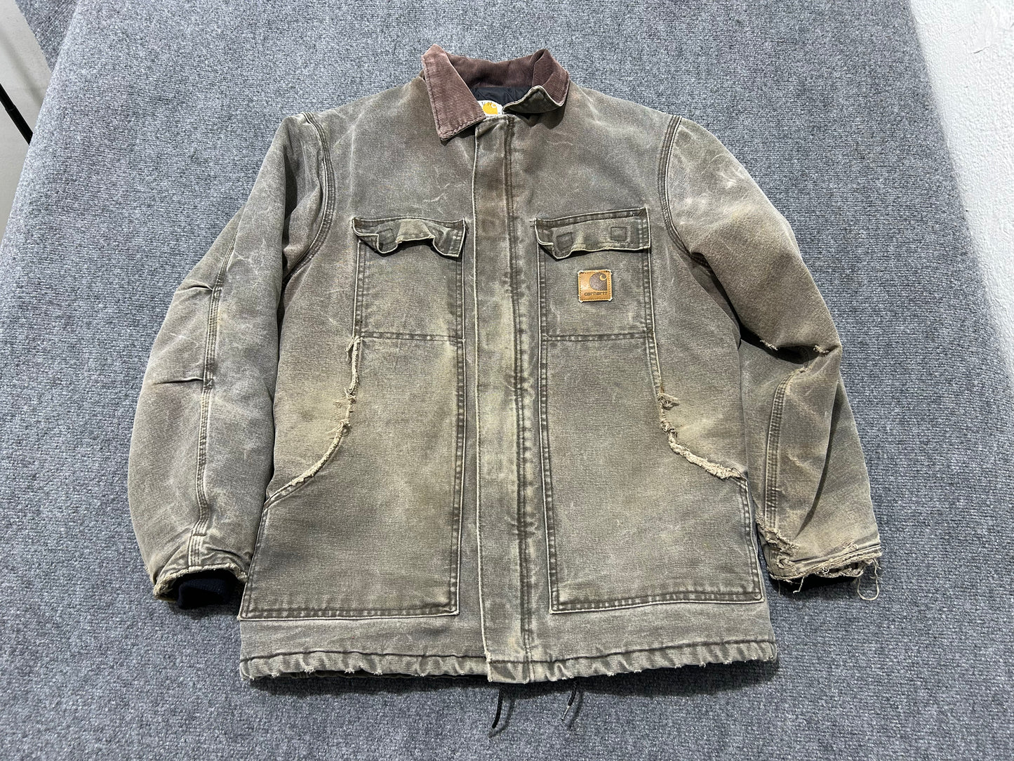 Faded Carhartt Chore Jacket - Black size Large
