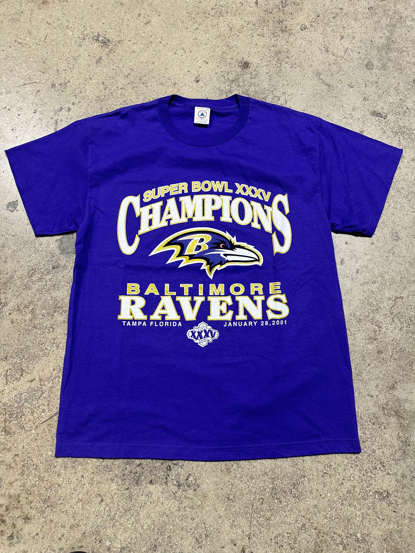 2001 Baltimore Ravens Super Bowl XXXV 35 Tee - Purple Size Large