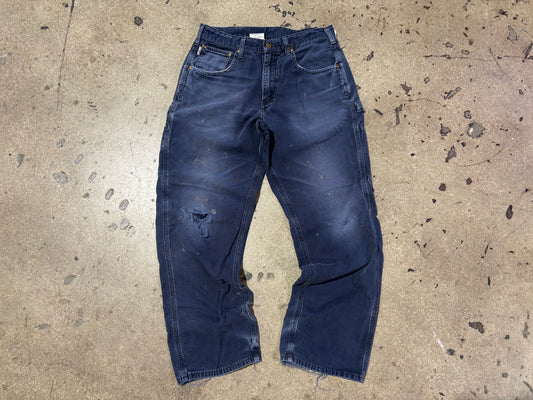 Distressed Carhartt Carpenter Pants - Faded Navy Size 32x30