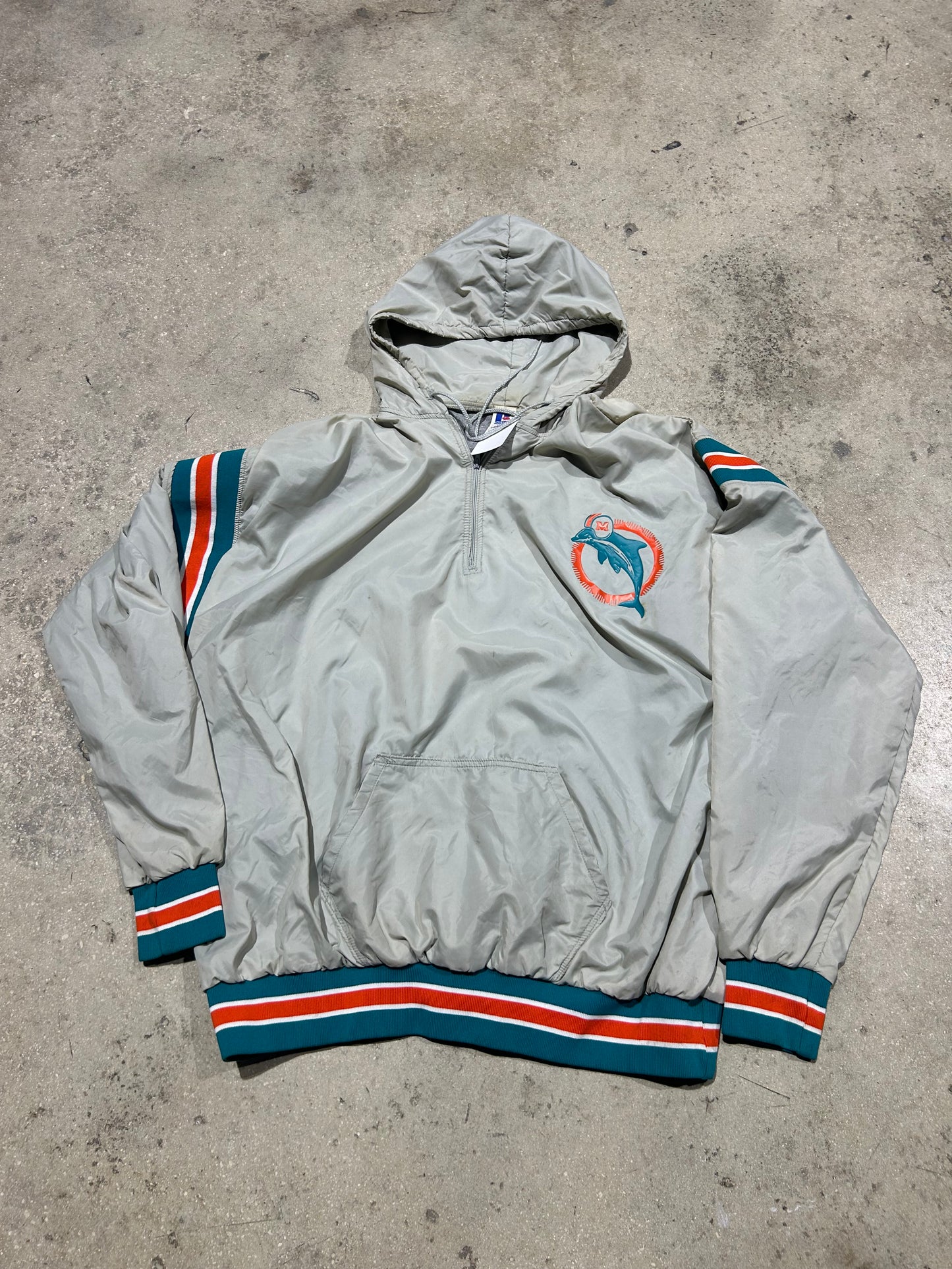 80s Miami Dolphins Quater Zip Jacket - Gray Size XXXL