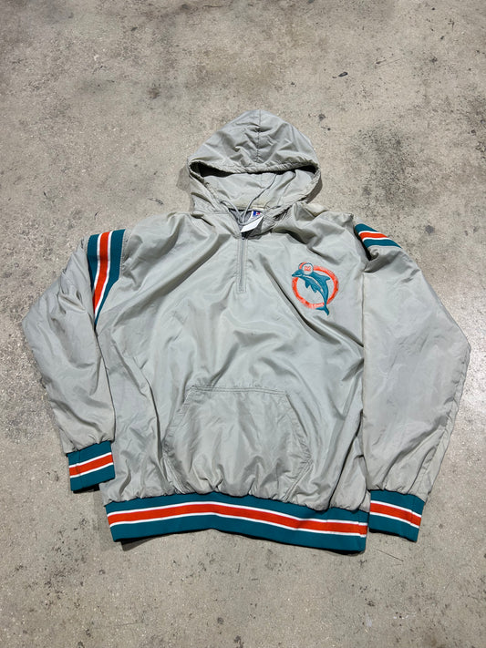 80s Miami Dolphins Quater Zip Jacket - Gray Size XXXL