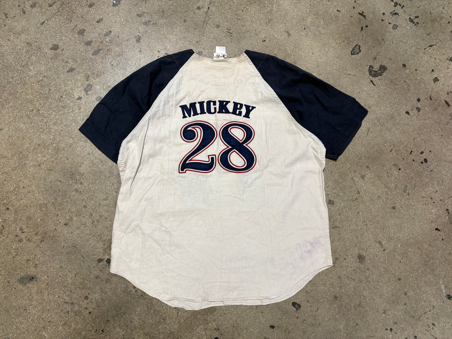 Mickey Steamboats Baseball Jersey - Cream/Navy Size XXL