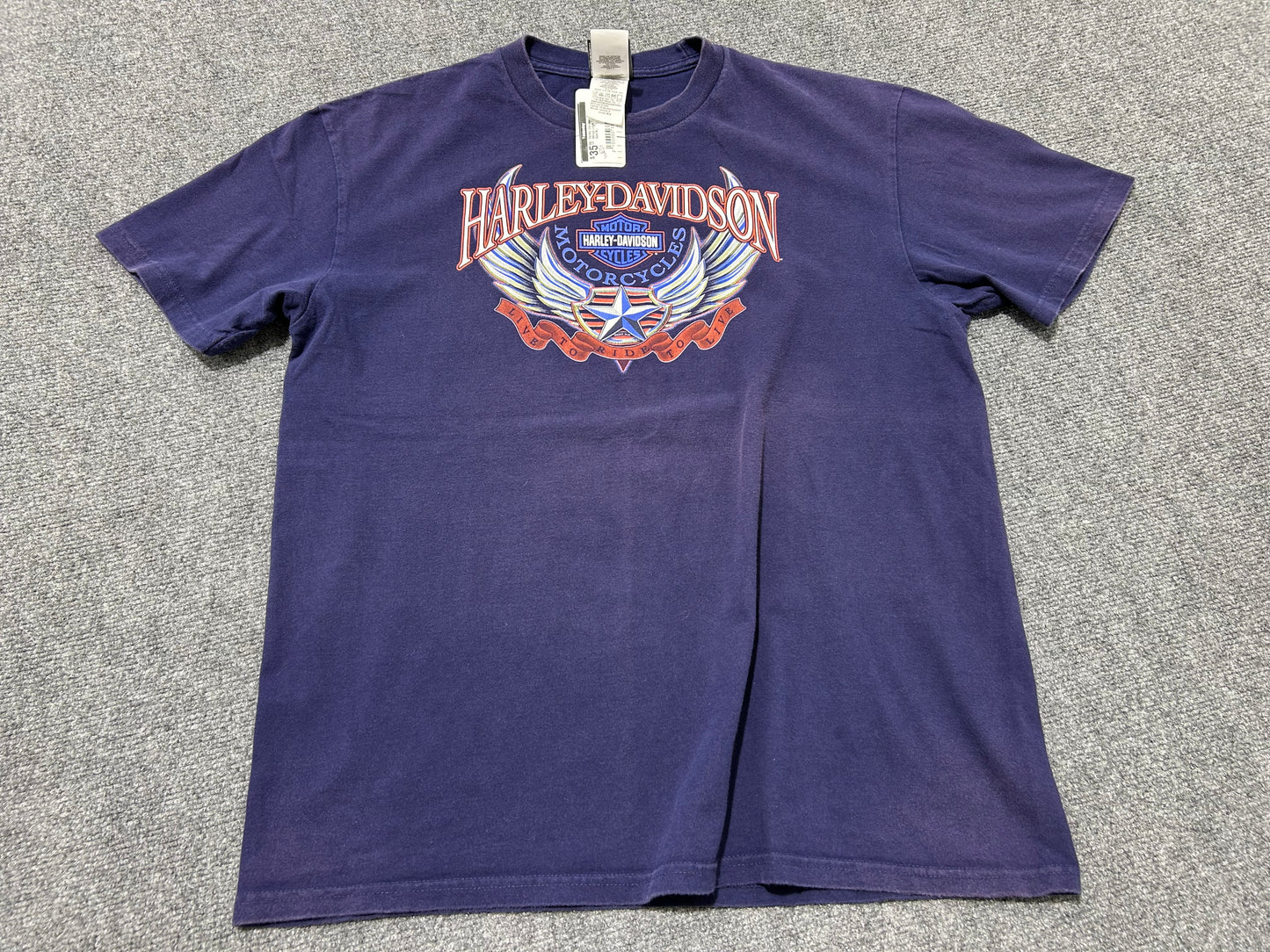 Harley Davidson Star and Wings Logo Tee - Navy Size XL