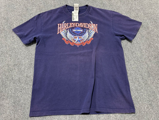 Harley Davidson Star and Wings Logo Tee - Navy Size XL
