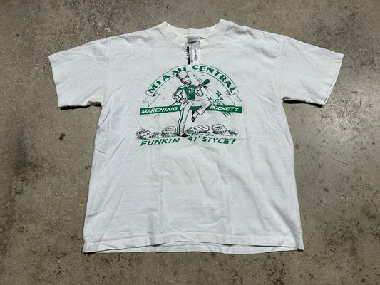 1991 Miami Central high School Marching Band tee - White/Green Size Large