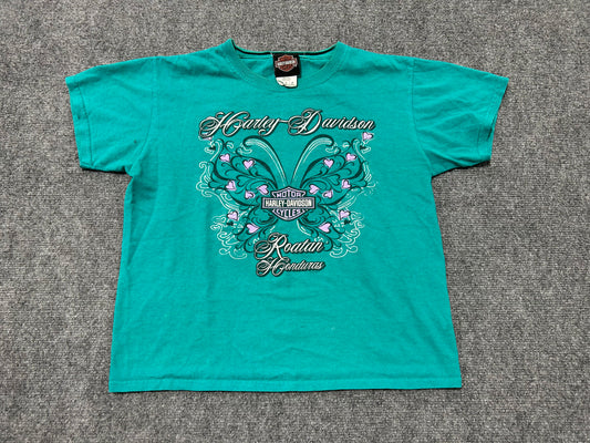 WMNS 2016 Harley Davidson Butterfly Tee - Green Size Medium