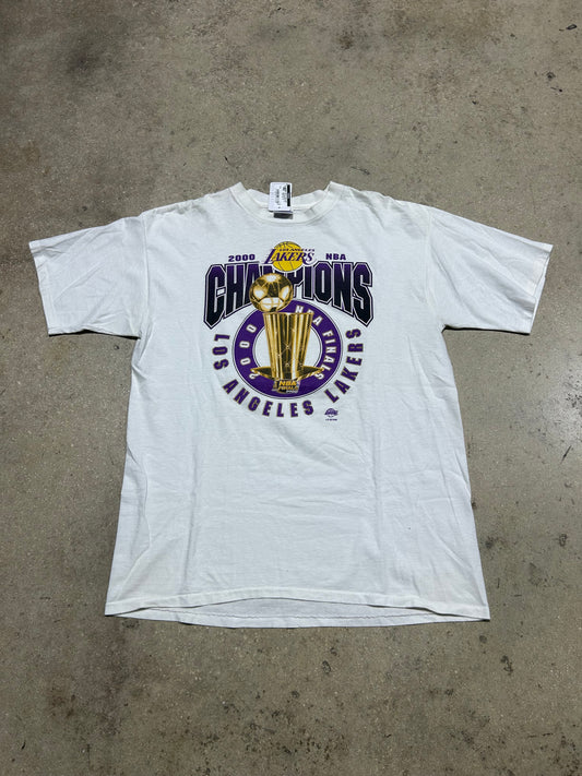 2000 LA Lakers NBA Championship Tee - White Size XL