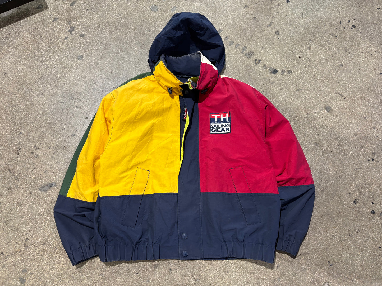 Tommy Hilfiger Sailing Gear Color blocked Windbreaker Jacket - Navy Size XL