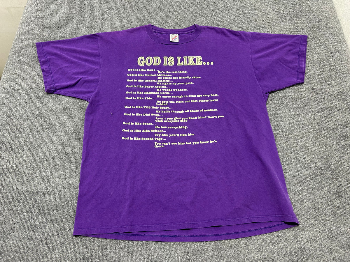 God Is Like.... Tee - Purple Size XXL