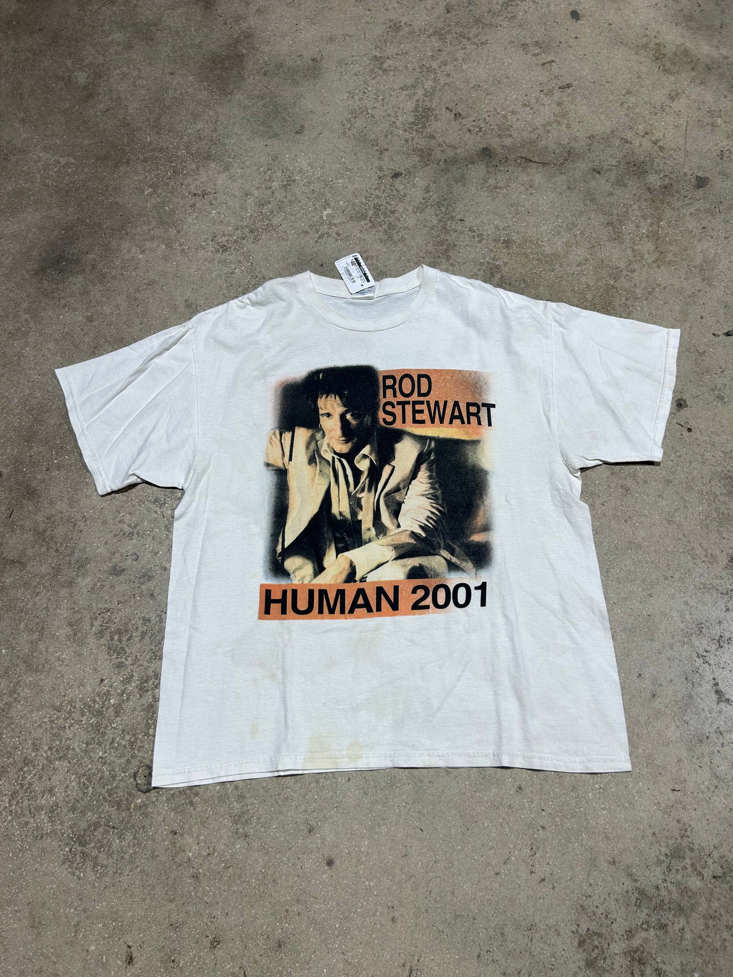 2001 Rod Stewart Human Tour Tee - White Size XL