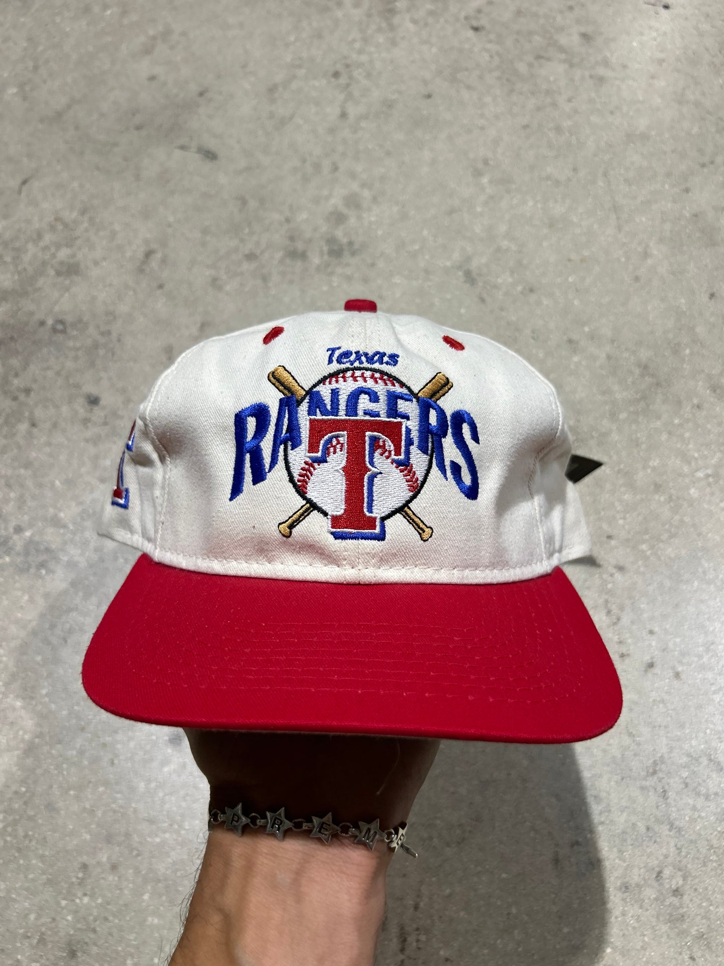 Texas Rangers Double Logo Hat - Cream/Red