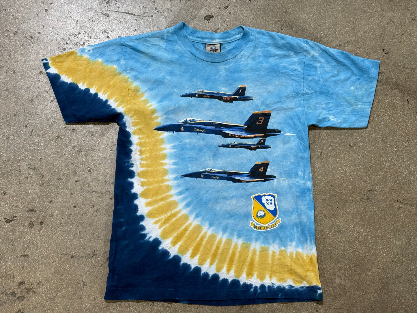 Liquid Blue Blue Angels AOP Tie Dye Tee Size Medium