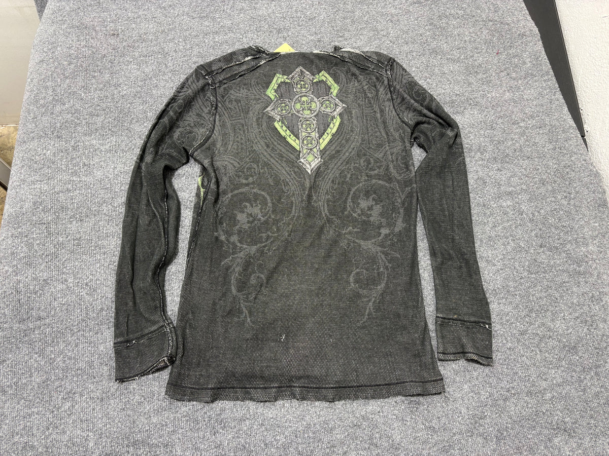 Affliction Reversible Thermal Long Sleeve - Grey Size Large